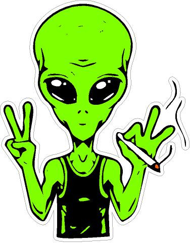 COOL PEACE ALIEN STICKER 2