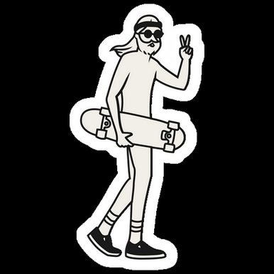 hippie skateboarder sk8 sticker