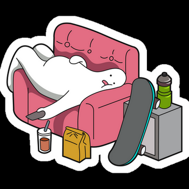mr do nothing and sofa sk8 sticker