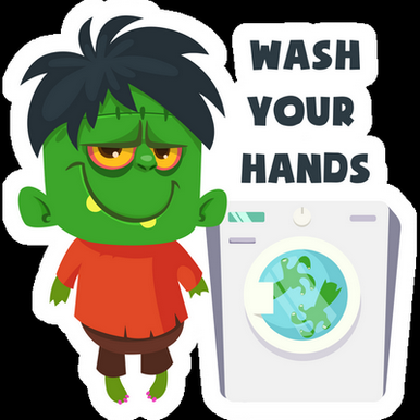 frankenstein wash your hands zombie sticker