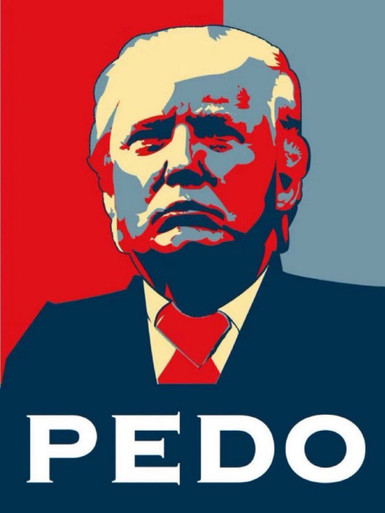 PEDO fRump NOT FUNNY window sticker