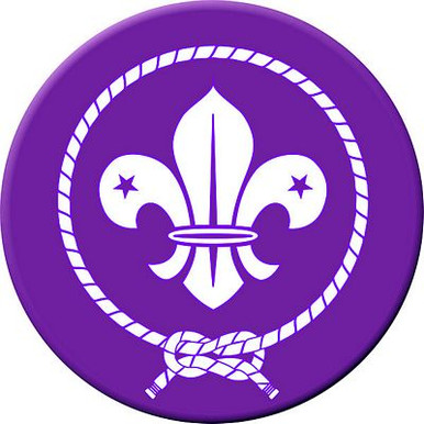 scout crest circular purple and white knot sticker