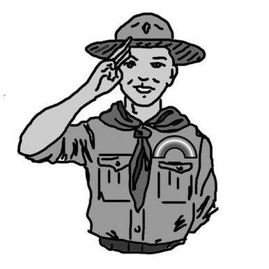 boy scout salute B&W pride sticker