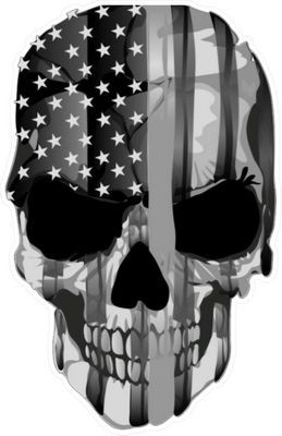 1 GREY USA SKULL STICKER
