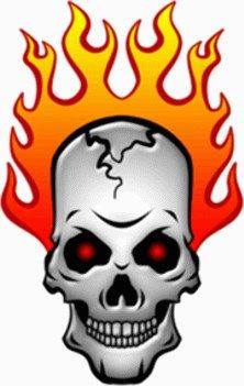 2434 Flaming Skull Sticker