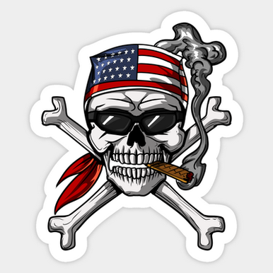 USA skull with blunt and shades sticker