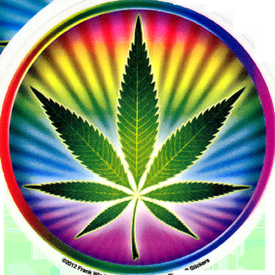 Psychedelic Pot Leaf Round Bumper Sticker Decal
