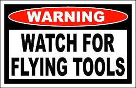 Watch For Flying Tools Funny Warning Sticker Set