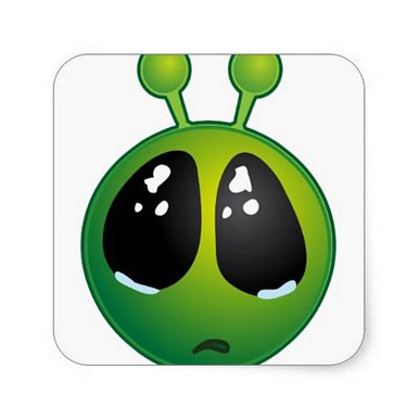alien sad puppy eyes sticker