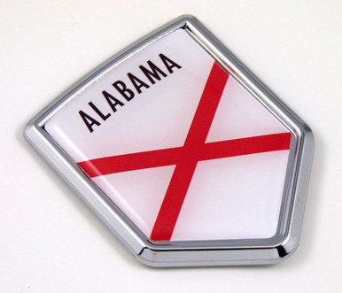 Alabama US state flag domed chrome emblem car badge decal