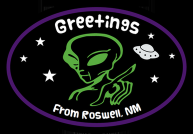 roswell greetings OVAL alien sticker