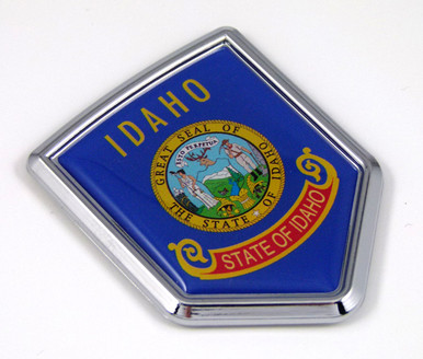 Idaho US state flag domed chrome emblem car badge decal