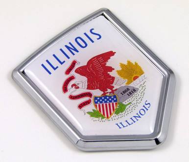 Illinois US state flag domed chrome emblem car badge decal