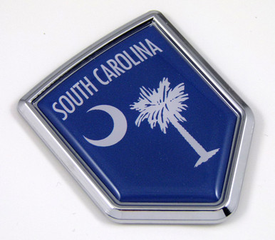 South Carolina US state flag domed chrome emblem car badge decal