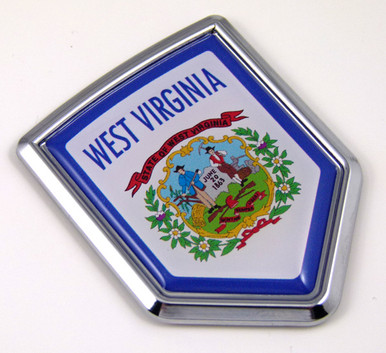 West Virginia US state flag domed chrome emblem car badge decal