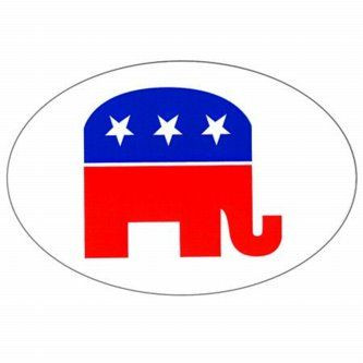18B Republican Elephant Oval Decal