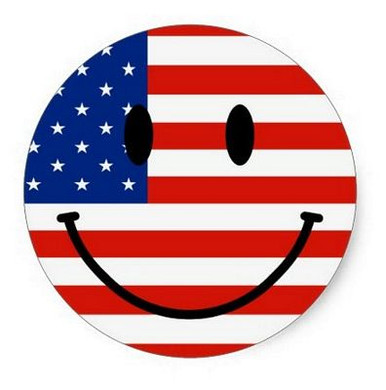 smiley USA flag sticker