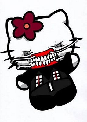 Hello K HELLRAISER vinyl decals on window door wall