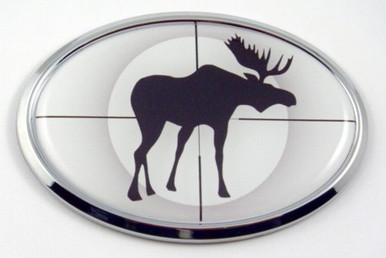 Moose Hunting 3D Oval Emblem Domed Sticker
