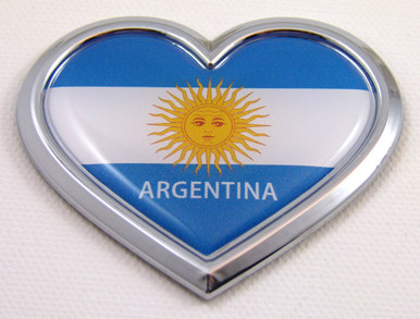 Argentina Heart Flag Chrome Emblem