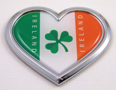 Ireland Heart 3D Adhesive Chrome Emblem