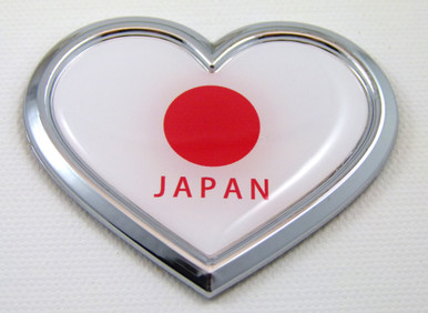 Japan Heart 3D Adhesive Chrome Emblem