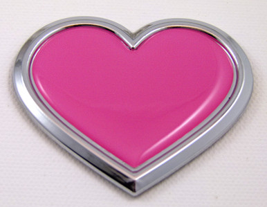 Pink Heart Chrome Auto Emblem