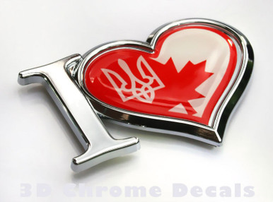 I Love Canada Decal Chrome Emblem Sticker Car Badge