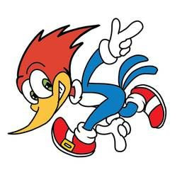 woody woodpecker with sonic shoes STICKER