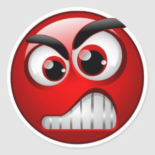 angry classic round sticker
