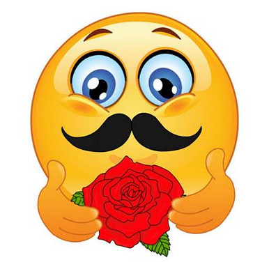 smiley mustache and rose sticker