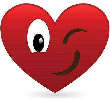 smiley wink red heart sticker