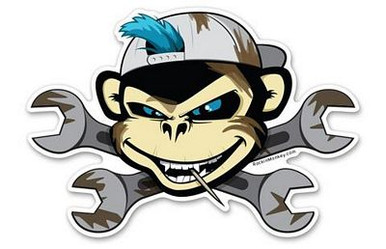 Greasy Wrench Monkey with Toothpick Sticker