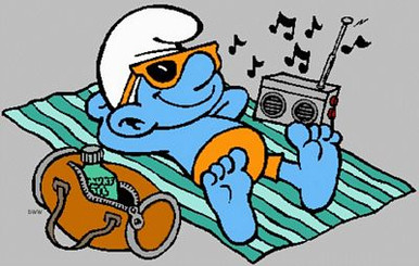 Smurf Sunbathing Decal