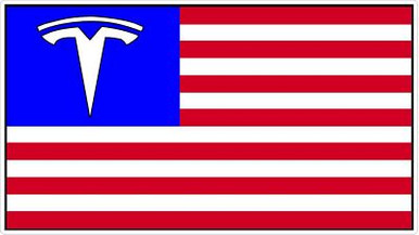TESLA USA FLAG STICKER