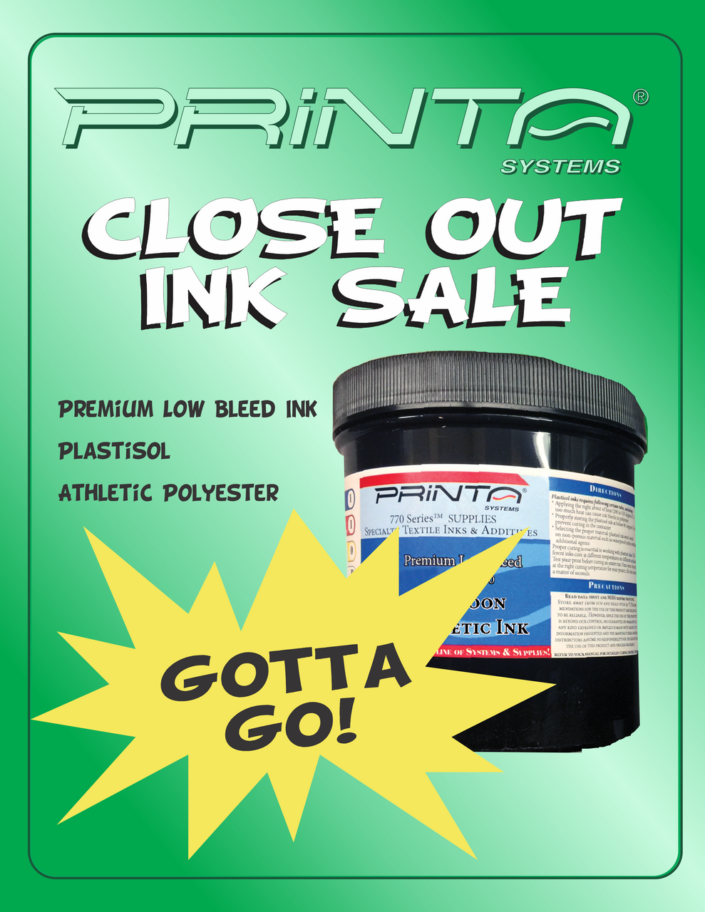 Close Out Ink Sale