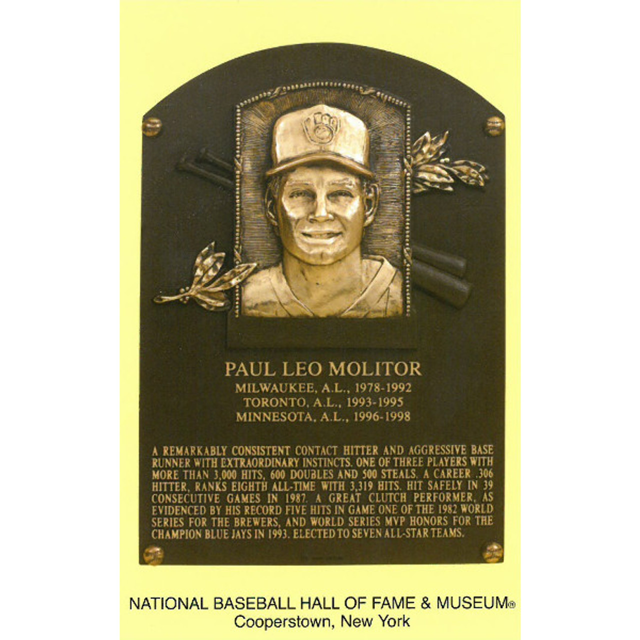 Paul Molitor Signed 2004 National Baseball Hall of Fame Museum