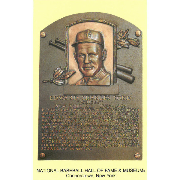 Whitey Ford Baseball Hall of Fame Plaque Postcard