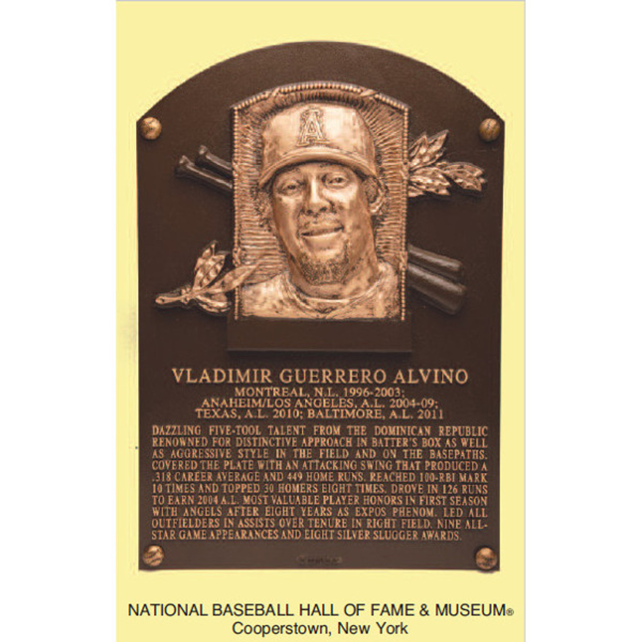 Vladimir Guerrero Baseball Hall of Fame Plaque Postcard (English)
