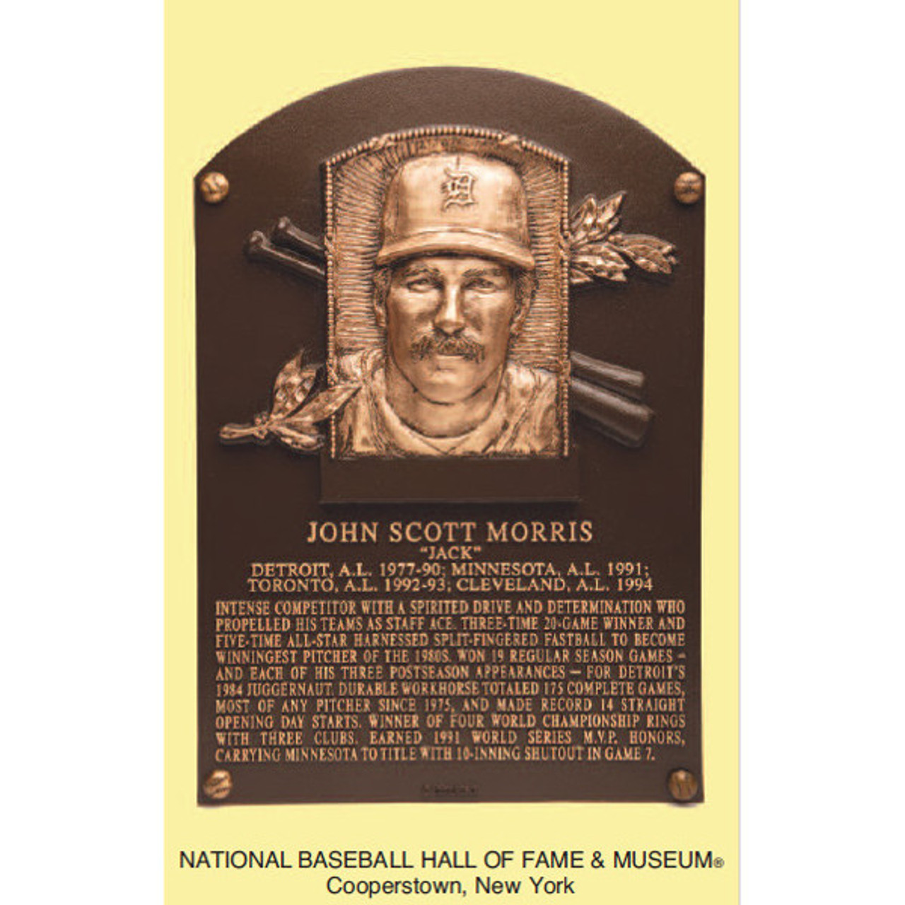 Jack Morris Baseball Hall of Fame Plaque Postcard