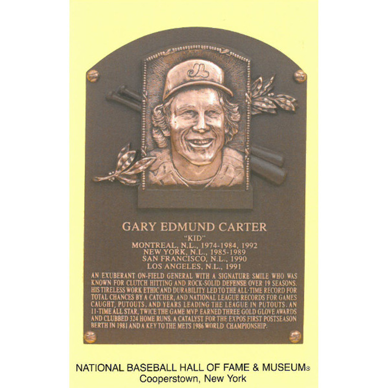 Gary Carter Baseball Hall of Fame Plaque Postcard