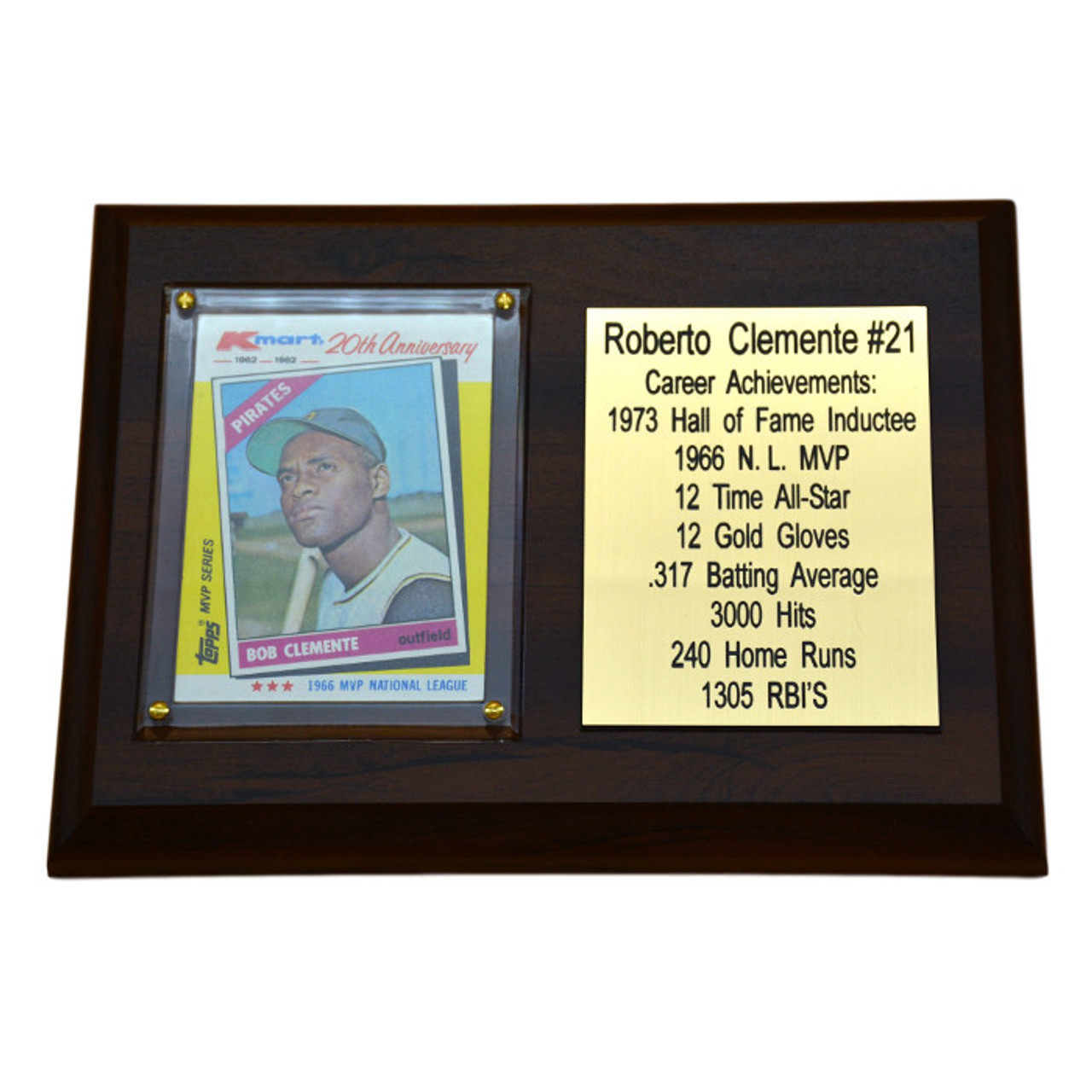 Roberto Clemente Pittsburgh Pirates 8 x 6 Baseball Card Deluxe Plaque