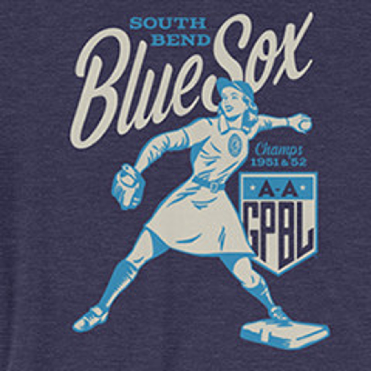 Unisex Teambrown South Bend Blue Sox AAGPBL Baseball Shirt