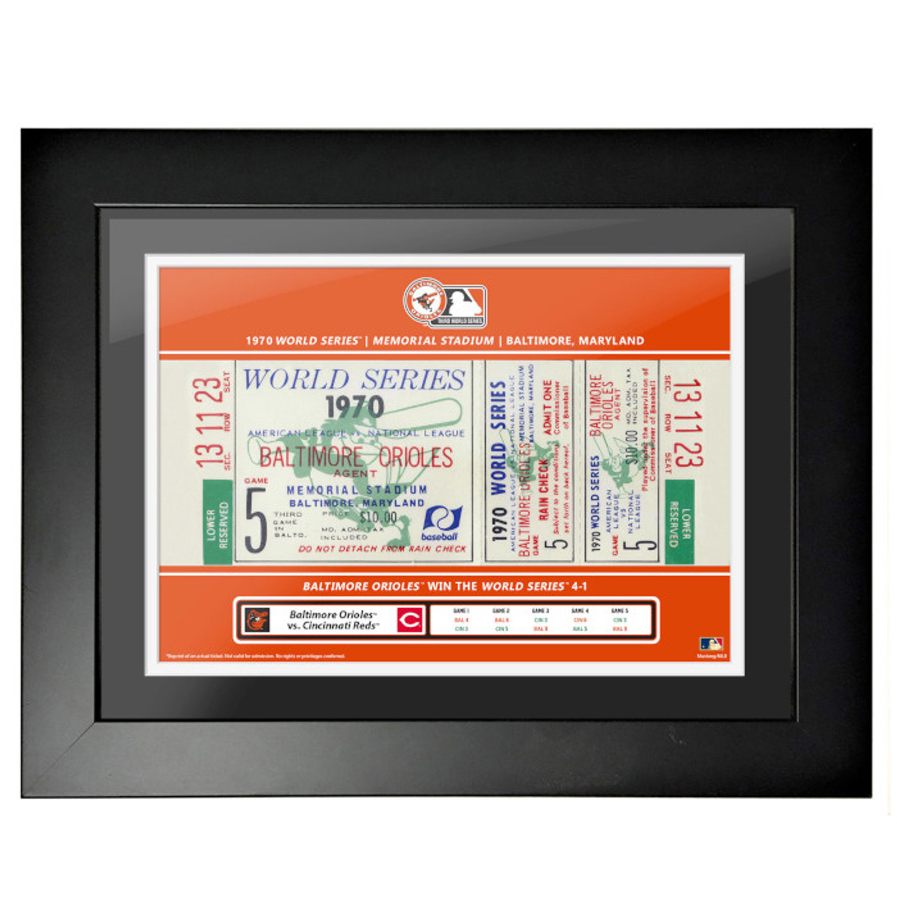 Baltimore Orioles 1970 World Series Game 5 Framed 18 x 14 Ticket