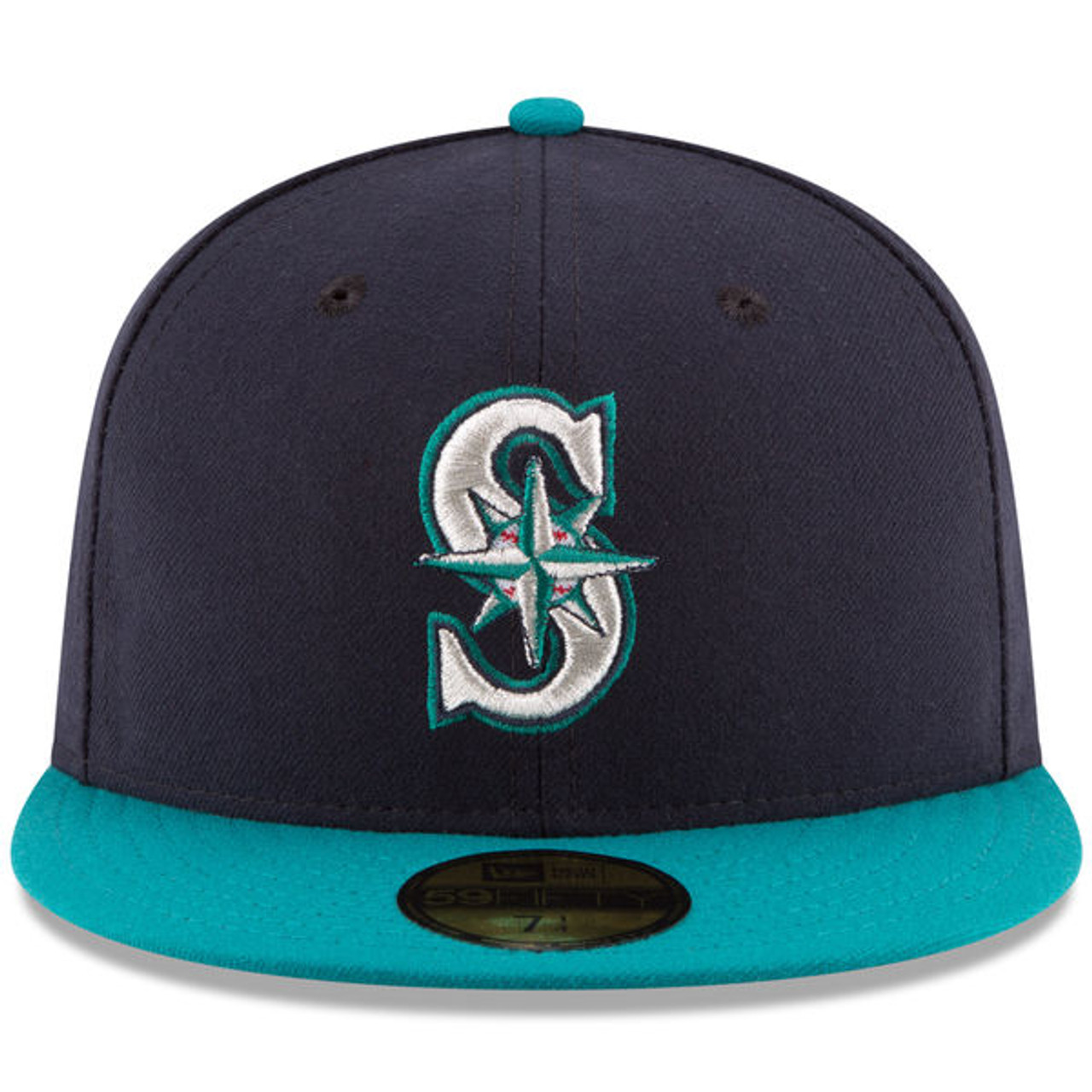 Off White Seattle Mariners Indigo Blue Visor Gray Bottom Safeco Field Side Patch New Era 59FIFTY Fitted 71/2