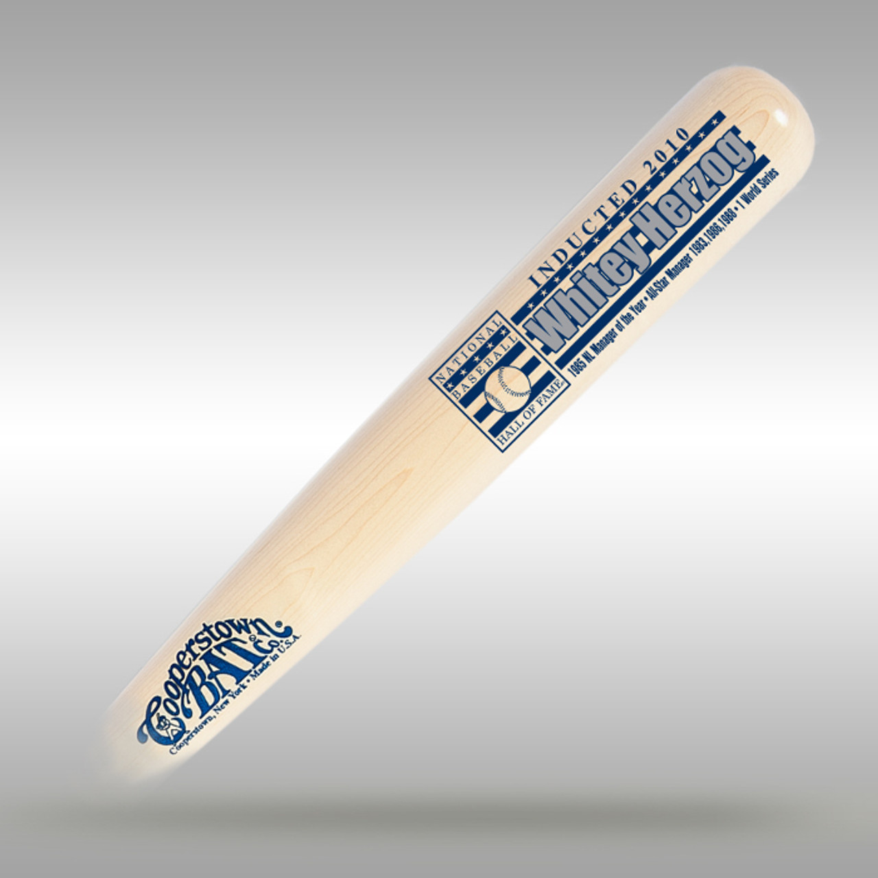 Whitey Herzog Baseball Hall of Fame Silver Player Series Full Size Bat