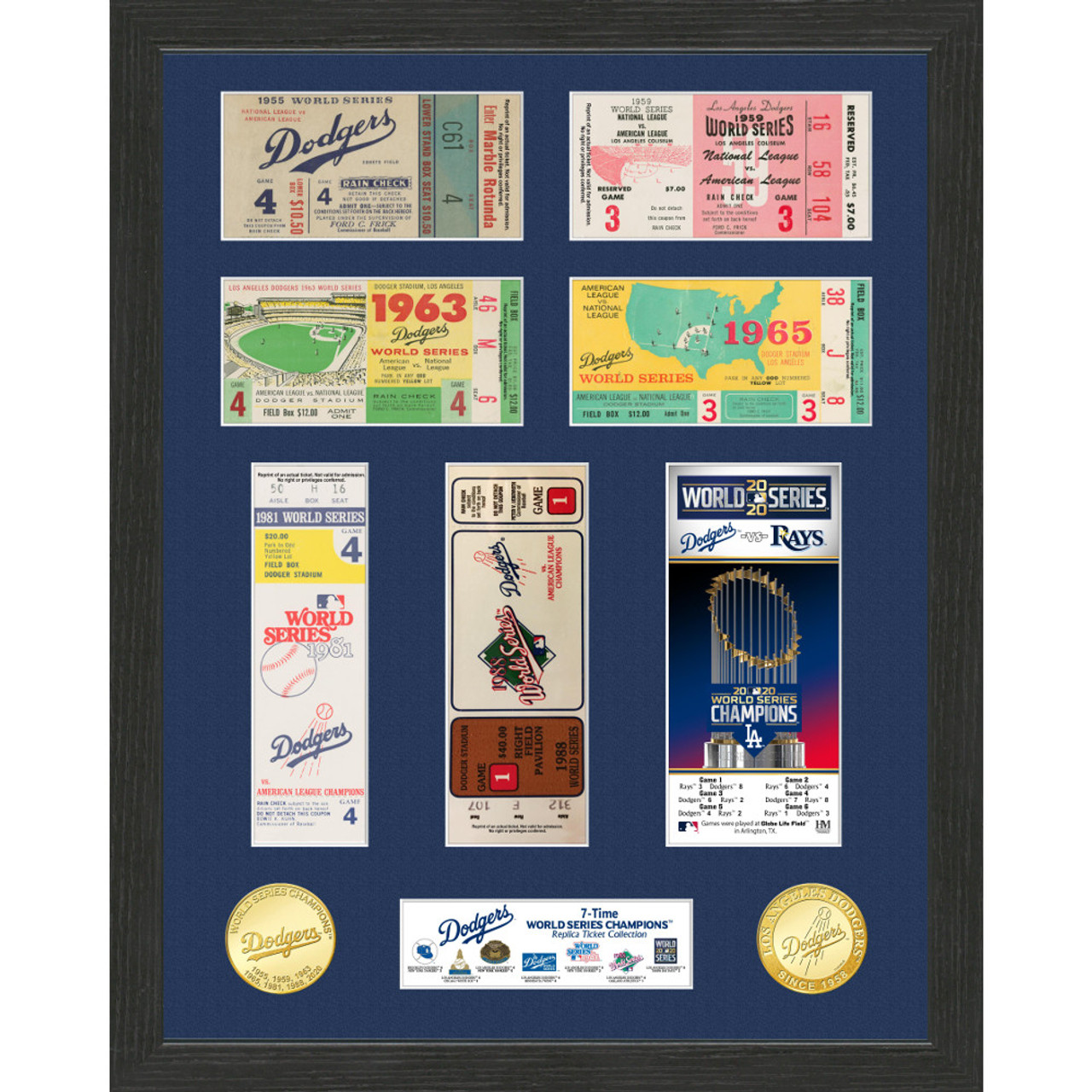 Highland Mint Los Angeles Dodgers 12 x 15 Framed World Series Replica Ticket  Collection