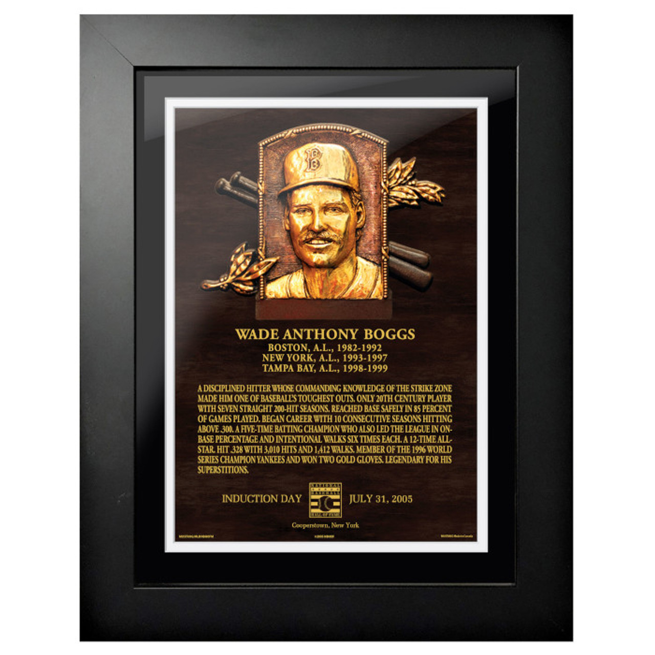 Wade Boggs Baseball Hall of Fame 18 x 14 Framed Plaque Art