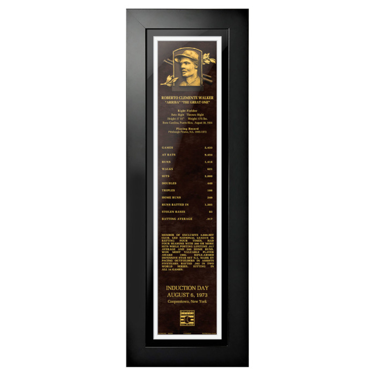 Roberto Clemente Acrylic Replica Hall of Fame Plaque