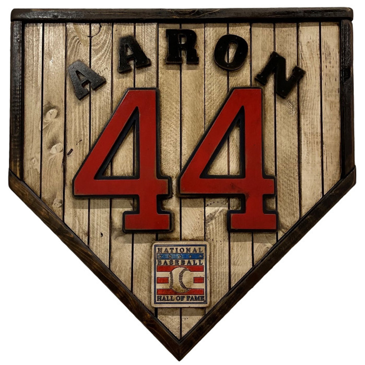 Hank Aaron Hall of Fame Vintage Distressed Wood 18.5 Inch Legacy Home Plate  Ltd Ed of 250